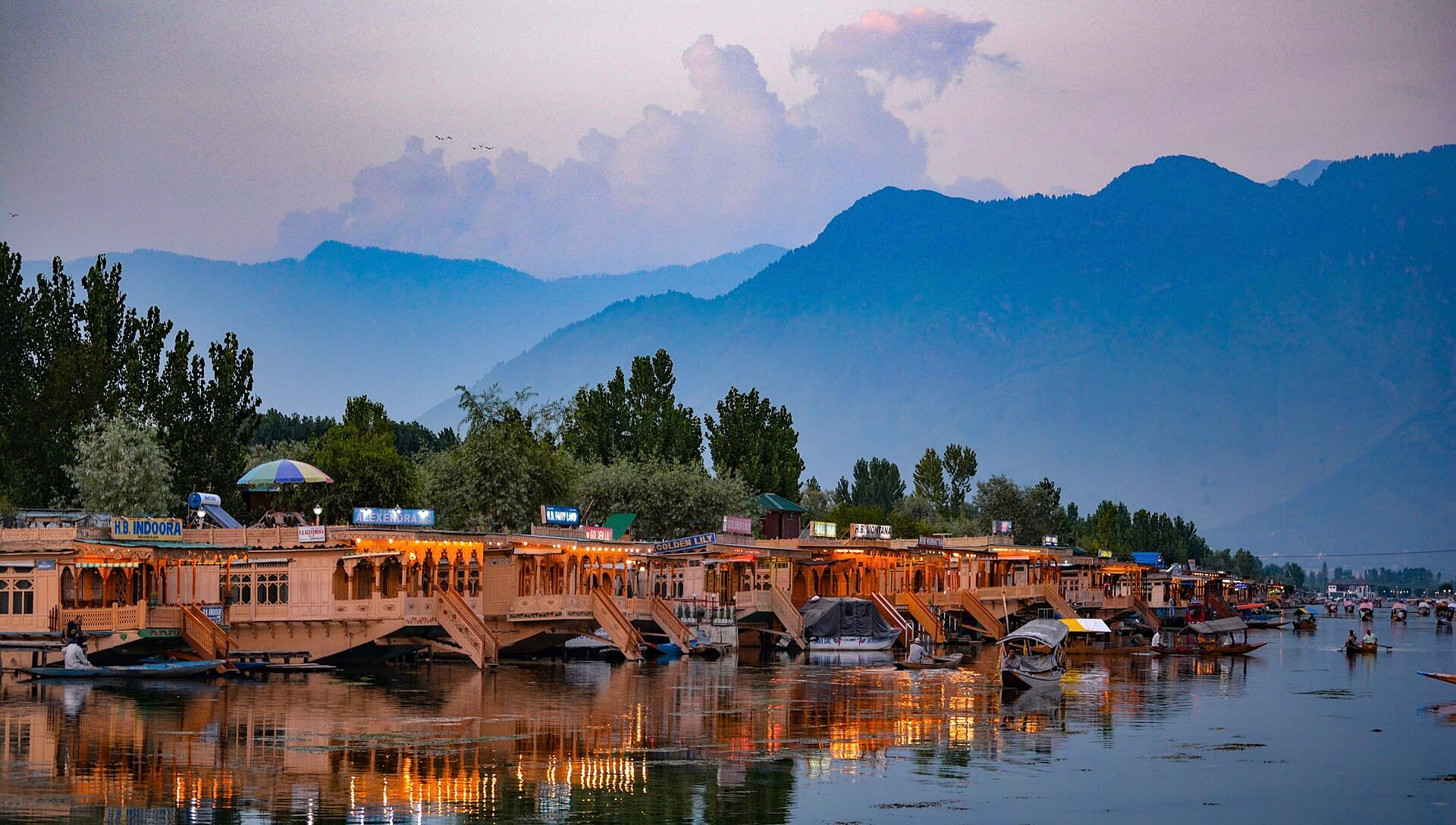 Houseboats on Dal Lake, a typical setting for a Kashmir honeymoon stay